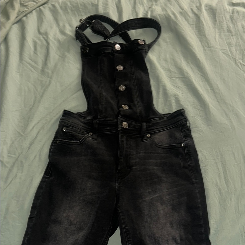 Fashion Nova Black Denim Overalls